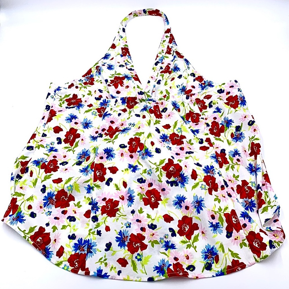 Veronica Beard Vea Tie Front Floral Halter Top Size 14 - Picture 3 of 15